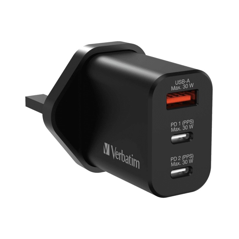 verbatim-3-port-30w-pd3.0-qc3.0-gan-charger-66947-01