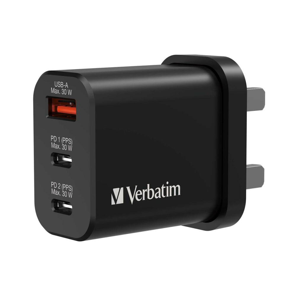 verbatim-3-port-30w-pd3.0-qc3.0-gan-charger-66947-02