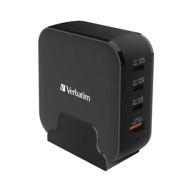 verbatim-4-port-150w-pd-qc3.0-gan-charger-ac-power-cord-stand-66910-01